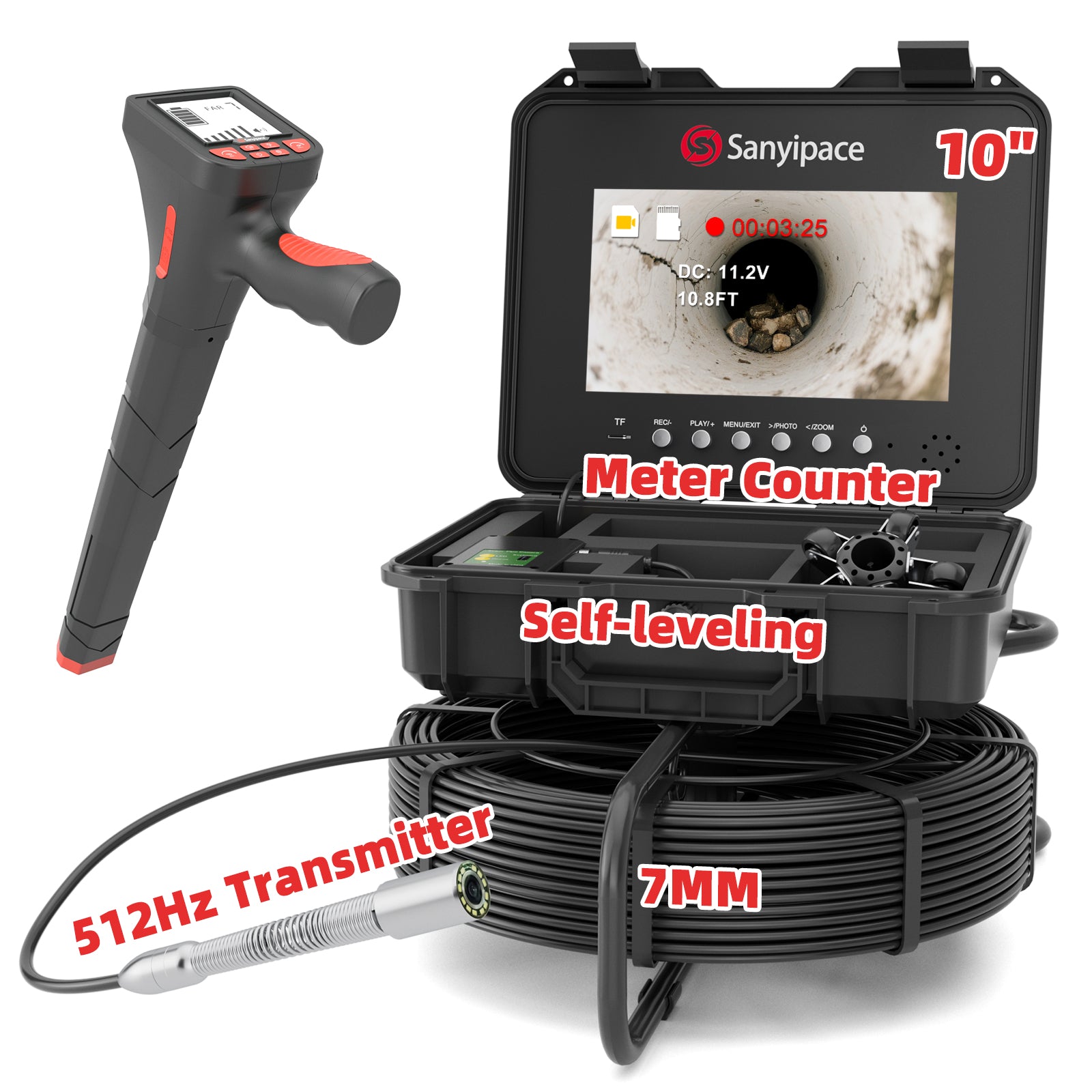10-inch Plumbing Camera with Self-leveling & Meter Counter Sewer Camera | S840DSRTMS68