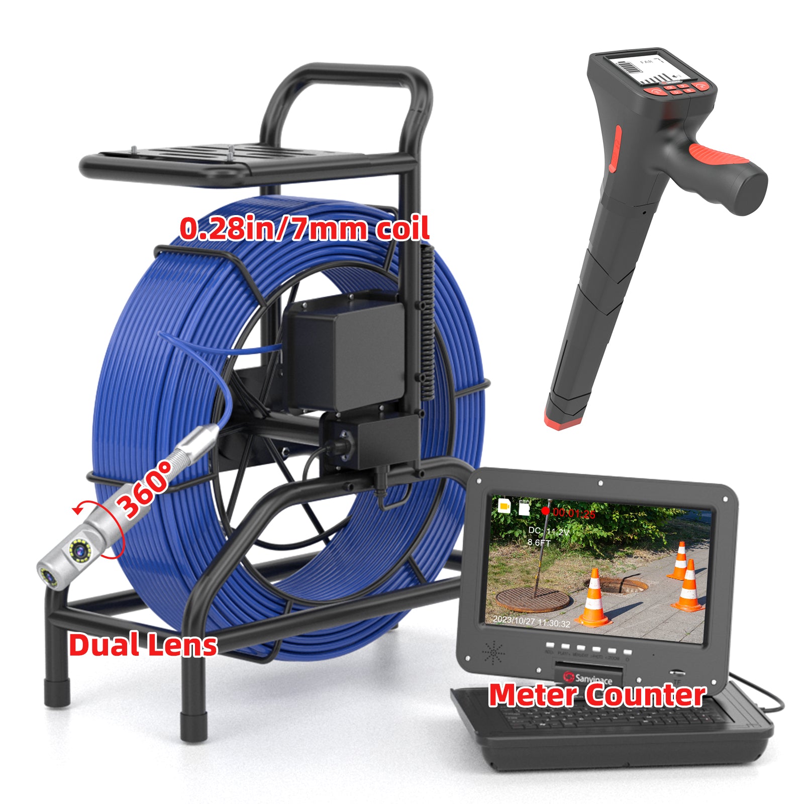 360°-ban forgatható, álló csatornakamera 512 Hz-es adóval | S810ASMKT360B (3–7 napos szállítás) U.S. Raktár)