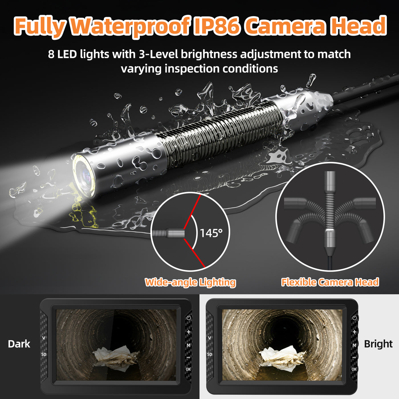 5-inch Screen Sewer Camera with Meter Marker & Multi-Color Options | S5517DC