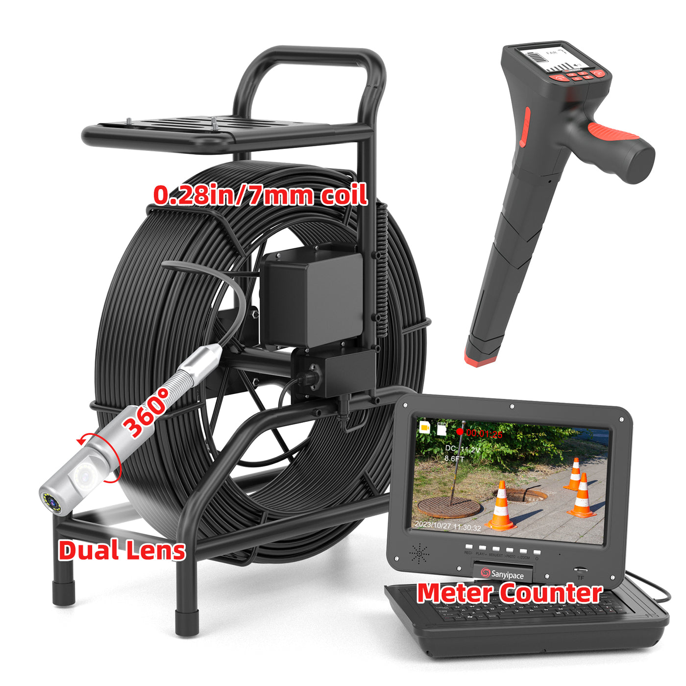 S810ASMKT360 Rotating Sewer Camera with 512Hz Locator | SANYIPACE