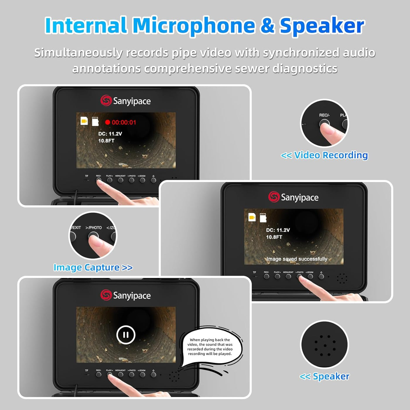 10-Zoll-Rohrleitungskamera mit Selbstnivellierung & Abwasserkanalkamera für Zählerzähler | S840DSRTMS68