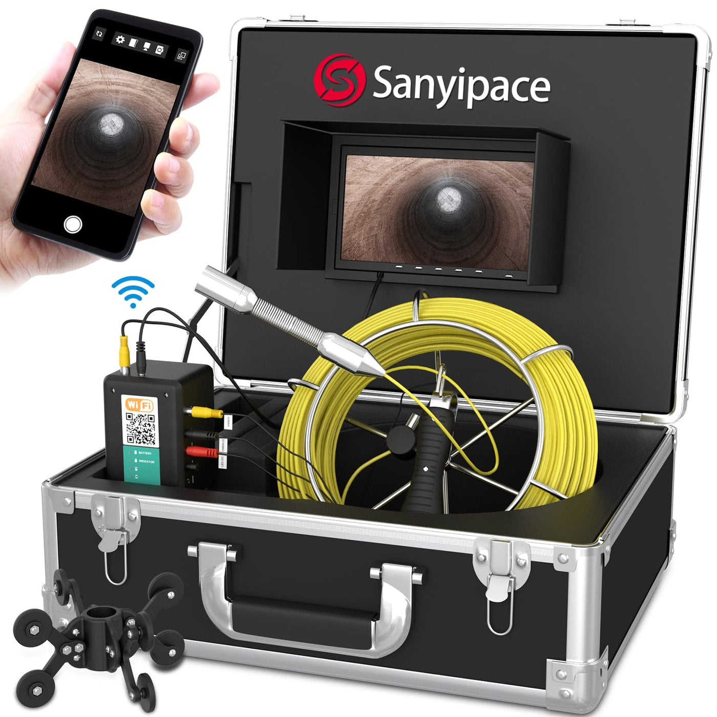 Wireless WiFi Pipe Inspection Camera for Android/iOS,SYANSPAN Waterproof  IP68 Drain Sewer Pipeline Industrial Endoscope with Sony 7Color LCD  Monitor Snake Video Camera System(20M): : Industrial & Scientific