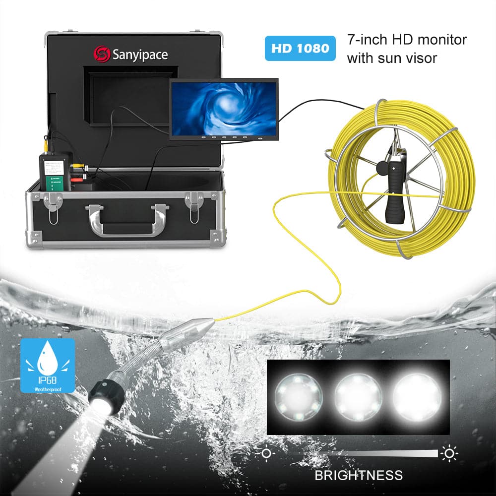 7-Zoll-DVR-Rohrinspektionskamera mit weichem Kabel | 9723D