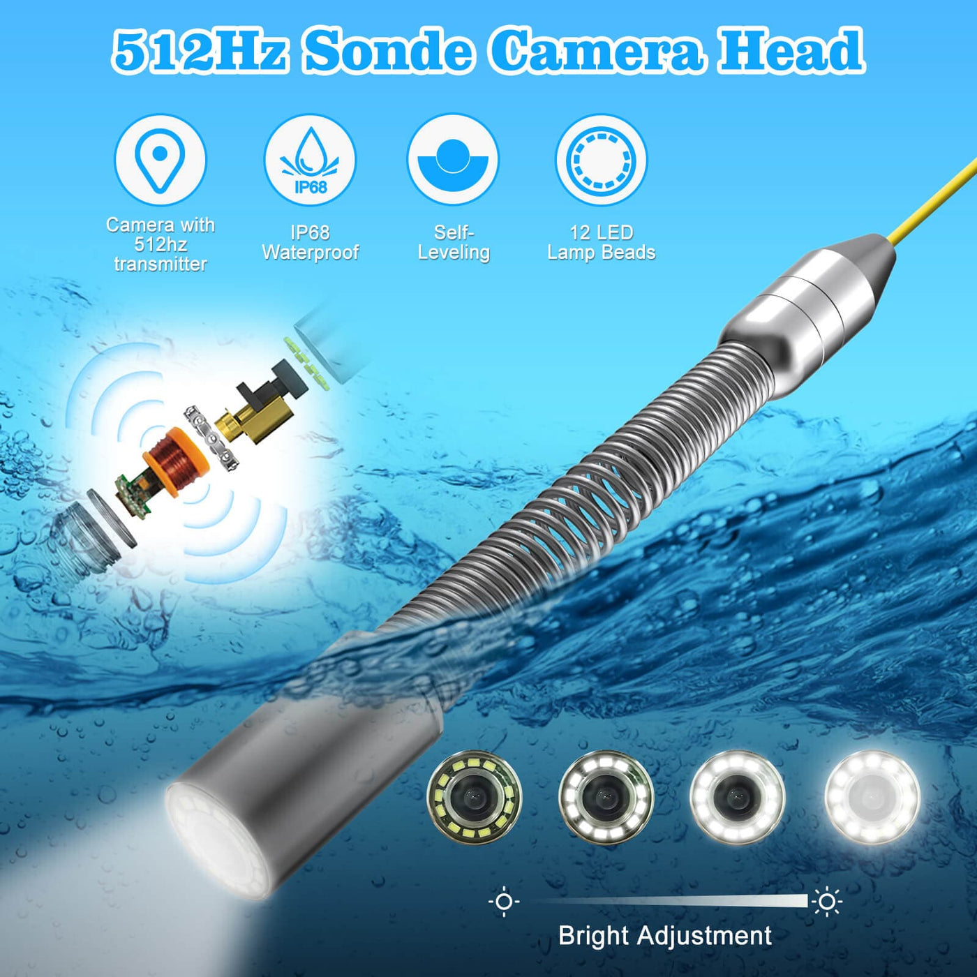 Long Range 263ft - 525ft Sewer Camera with 512Hz Sonde Transmitter | Sanyipace U88