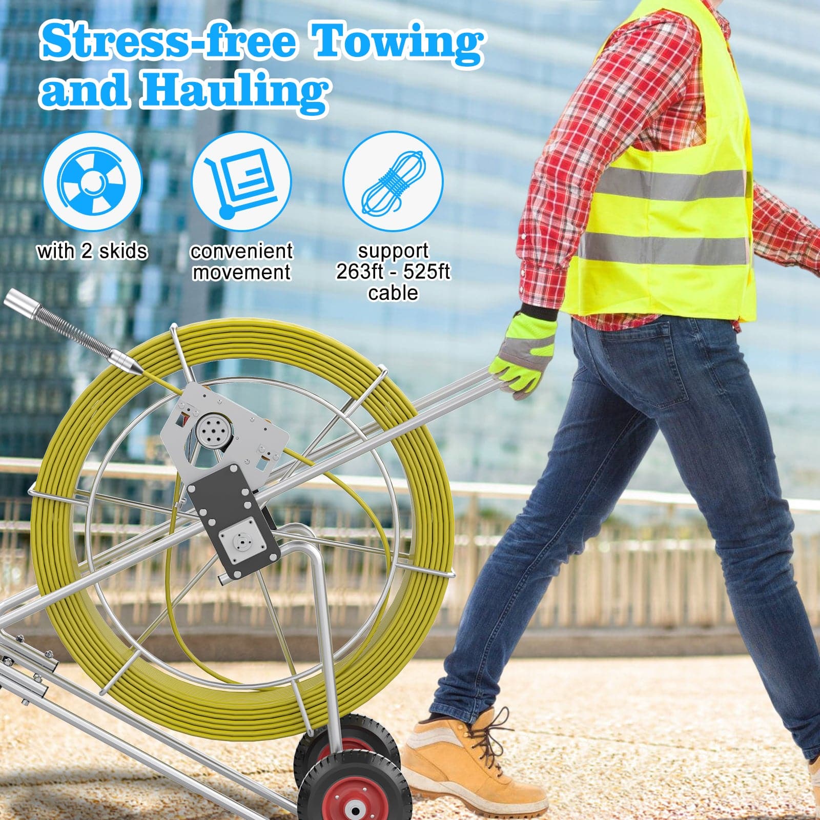 Long Range 263ft - 525ft Sewer Camera with 512Hz Sonde Transmitter | Sanyipace U88