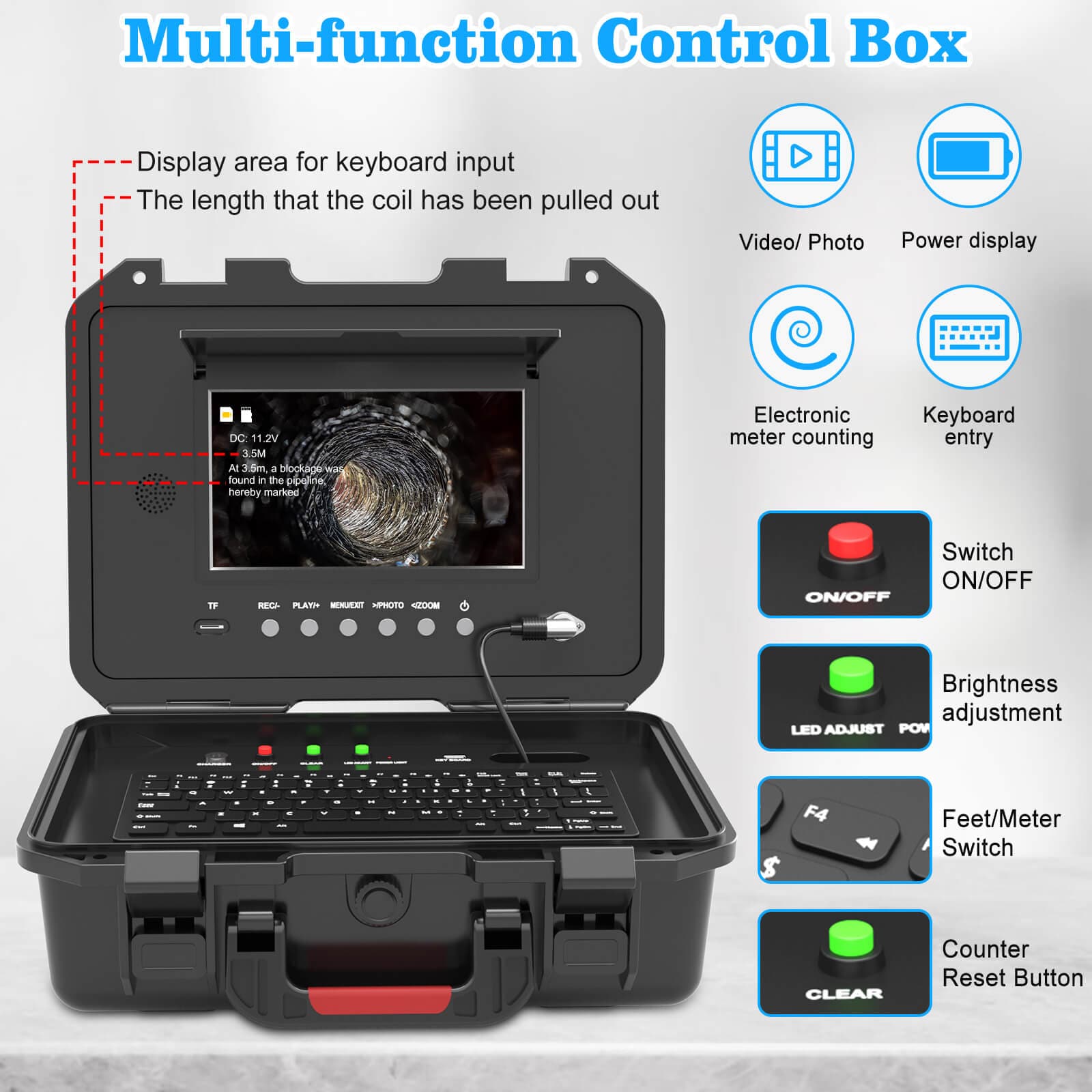 Long Range 263ft - 525ft Sewer Camera with 512Hz Sonde Transmitter | Sanyipace U88