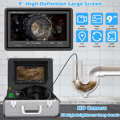 F929AD 9 inch DVR Sewer Camera with 512Hz Locator | SANYIPACE